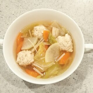 鶏団子と生姜の和風スープ